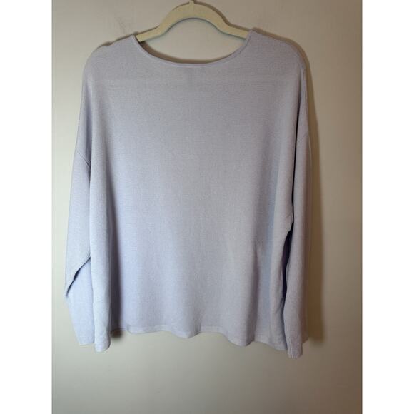 Eileen Fisher Tencel Stretch Round Neck Knit Top HYACINTH Blue Sz Large NWT $248 - Picture 7 of 9